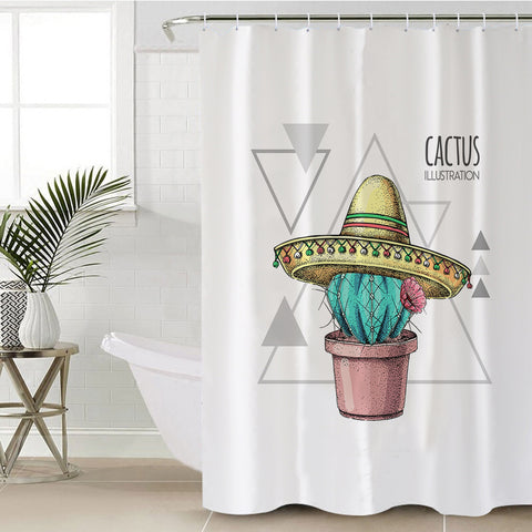 Image of Tiny Cartion Cactus Triangle Illustration SWYL4325 Shower Curtain
