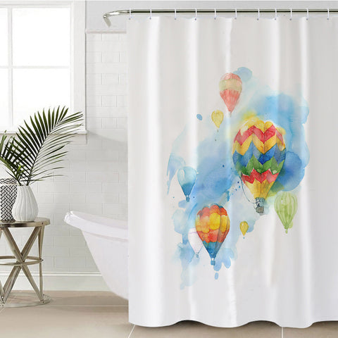 Image of Colorful Ballon Watercolor Painting SWYL4330 Shower Curtain