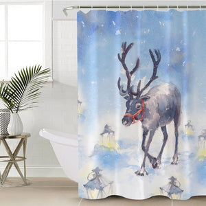 Snow Little Deer Watercolor Painting SWYL4332 Shower Curtain