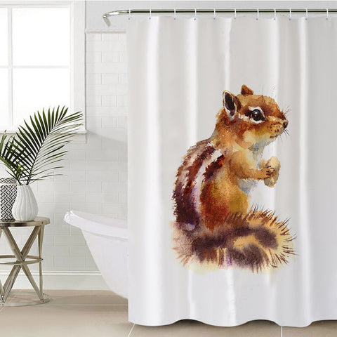 Image of Brown Chipmunk Watercolor Painting SWYL4336 Shower Curtain