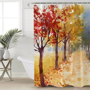 Summer Maple Trees Forest Watercolor Painting SWYL4400 Shower Curtain