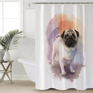 White Pug Colorful Theme Watercolor Painting SWYL4403 Shower Curtain