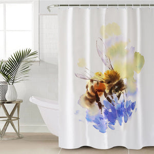 Flying Bee Watercolor Painting SWYL4405 Shower Curtain