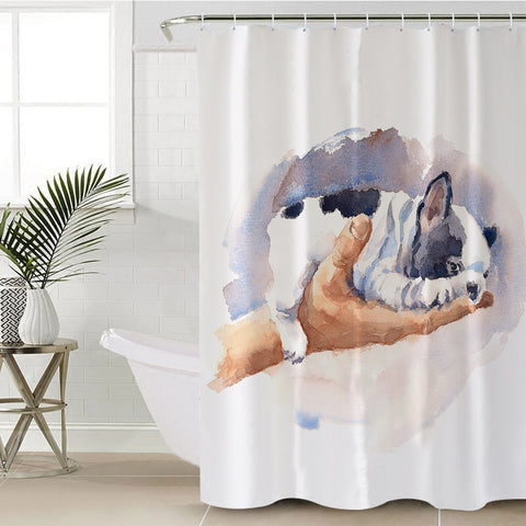 Image of Dairy Pug On Hand Watercolor Painting SWYL4407 Shower Curtain