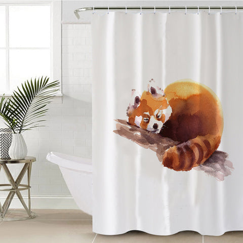 Image of Lazy Orange Racoon Watercolor Painting SWYL4411 Shower Curtain