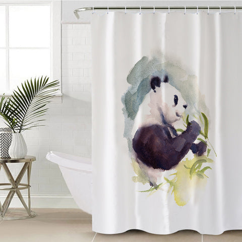 Image of Panda and Flowers Watercolor Painting SWYL4412 Shower Curtain