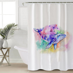 Galaxy Whale Colorful Background Watercolor Painting SWYL4413 Shower Curtain