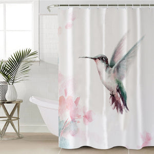 Flying Green Sunbird Watercolor Painting SWYL4415 Shower Curtain