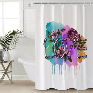 Vintage Roses Love Bone Watercolor Background SWYL4434 Shower Curtain
