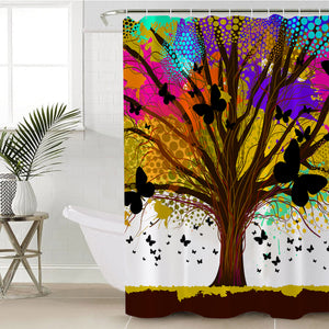 Colorful Huge Tree and Multi Butterflies SWYL4440 Shower Curtain