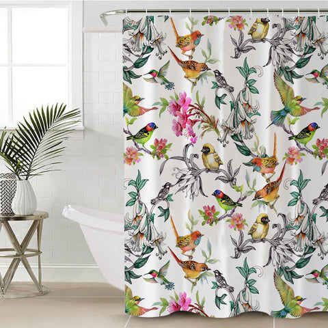 Image of Multi Birds On Branchs SWYL4441 Shower Curtain