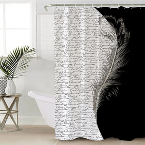 B&W Boundary Hand Written Letter By Feather SWYL4442 Shower Curtain