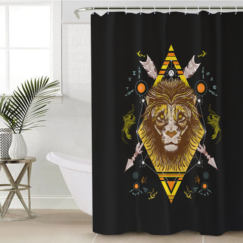 Image of Vintage Lion Arrows Aztec Illustration SWYL4447 Shower Curtain