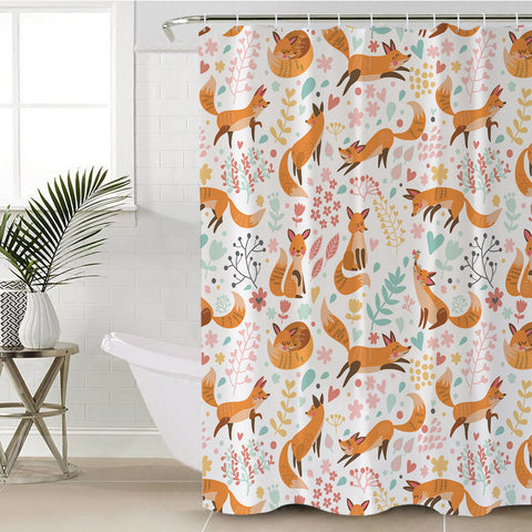 Image of Multi Cute Cartoon Fox Activities SWYL4450 Shower Curtain