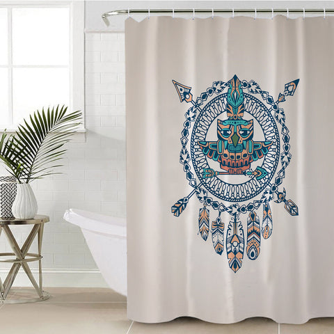 Image of Vintage Aztec Dream Catcher Owl Logo SWYL4451 Shower Curtain