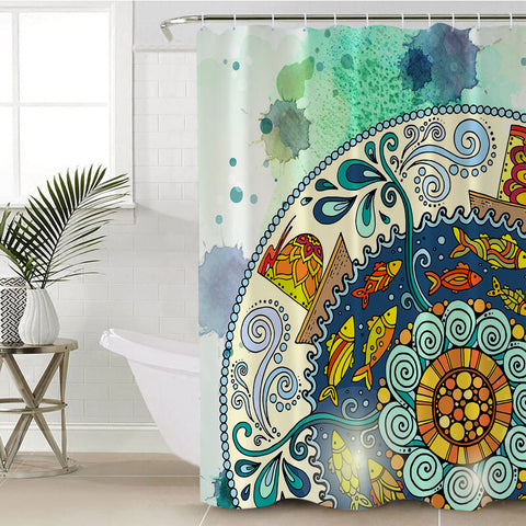 Image of Colorful Round Mandala SWYL4453 Shower Curtain