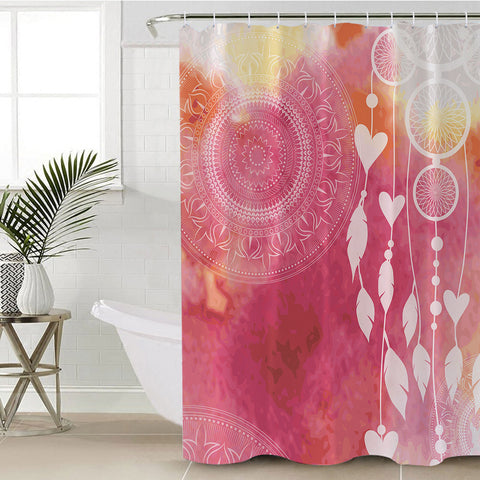 Image of Mandala Dream Catcher Pink Theme SWYL4456 Shower Curtain