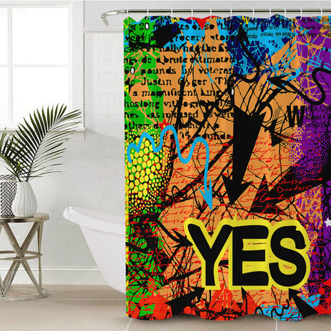Image of YES Colorful Vintage Destressed Pattern SWYL4488 Shower Curtain
