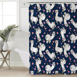 Lovely Alapaca Navy Theme SWYL4491 Shower Curtain