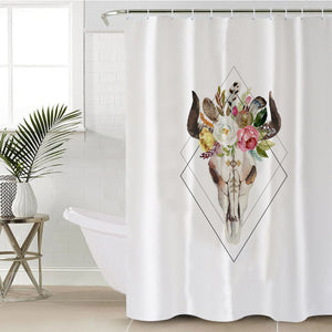 Floral Buffalo Skull SWYL4500 Shower Curtain