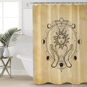 Vintage Round Zodiac Sun & Moon SWYL4503 Shower Curtain