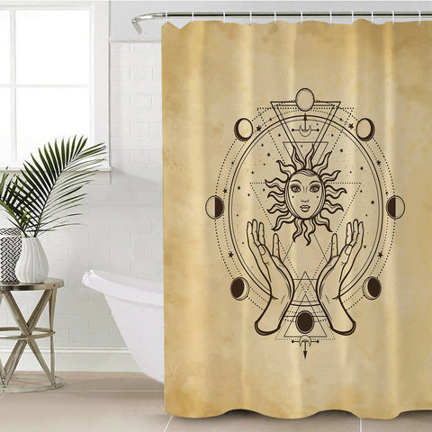 Image of Vintage Round Zodiac Sun & Moon SWYL4503 Shower Curtain