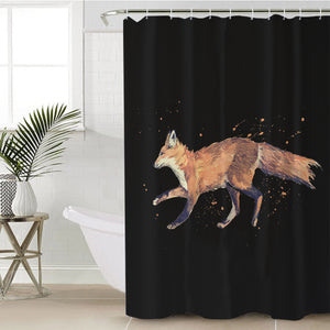 Real Fox Orange Splatter Brush SWYL4508 Shower Curtain