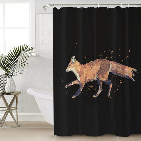 Image of Real Fox Orange Splatter Brush SWYL4508 Shower Curtain