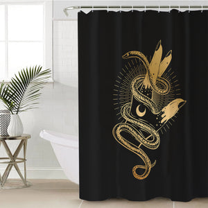 Golden Snake Rolling Up Hand SWYL4511 Shower Curtain