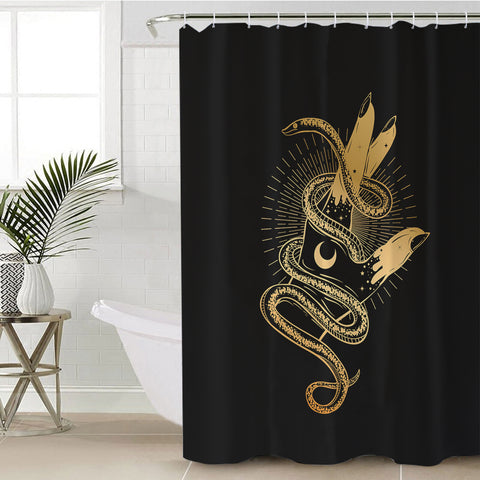 Image of Golden Snake Rolling Up Hand SWYL4511 Shower Curtain