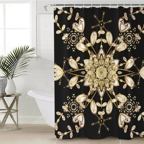 Image of Big Royal Golden & White Mandala SWYL4512 Shower Curtain