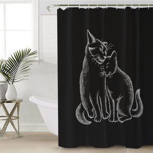 Loving Cats White Sketch Black Theme SWYL4513 Shower Curtain