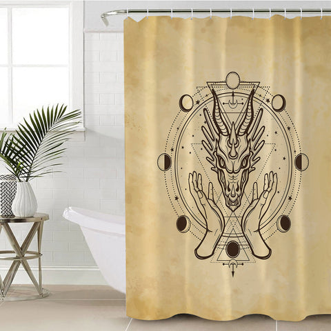 Image of Vintage Zodiac Hands Dragon Head SWYL4516 Shower Curtain