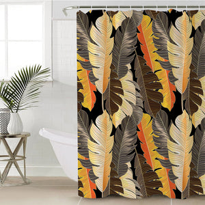 Summer Earth Tone Orange Brown Monstera Leaves SWYL4517 Shower Curtain