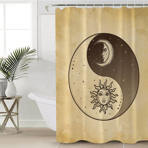 Retro Yin Yang Sun and Moon Face SWYL4519 Shower Curtain