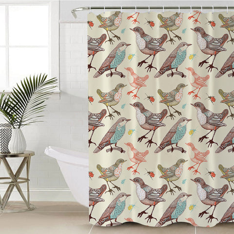 Image of Retro Sunbirds Old School Art SWYL4521 Shower Curtain