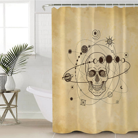 Image of Retro Skull Galaxy Sketch SWYL4524 Shower Curtain