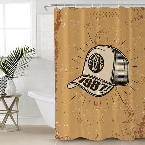 Image of Retro Cap - Free City Style 1987 SWYL4525 Shower Curtain