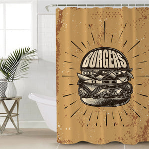 Retro Cheeseburger Sketch SWYL4528 Shower Curtain