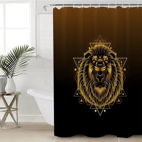 Image of Modern Golden Lion Zodiac Black Theme SWYL4529 Shower Curtain