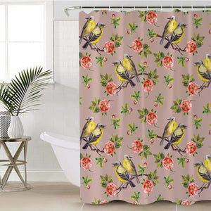 Couple Sunbird and Pink Flowers SWYL4533 Shower Curtain