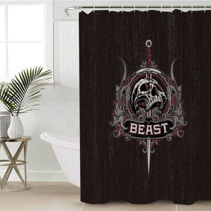 Skull Knife Beast Metal Logo Black Theme SWYL4540 Shower Curtain