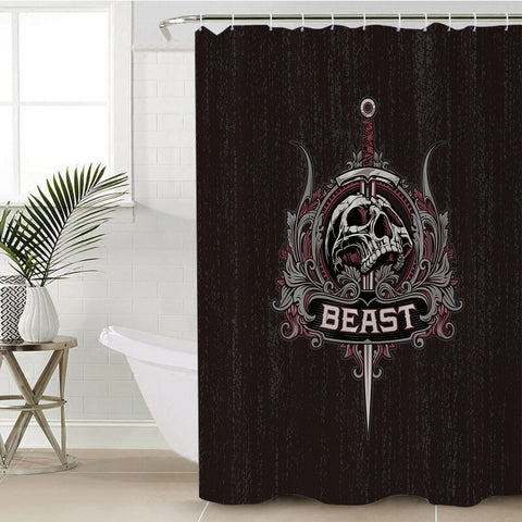 Image of Skull Knife Beast Metal Logo Black Theme SWYL4540 Shower Curtain