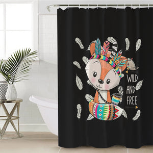 Cute Cartoon Aztec Fox - Wild & Free SWYL4541 Shower Curtain