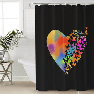 Colorful Faded Butterfly Heart Shape SWYL4543 Shower Curtain