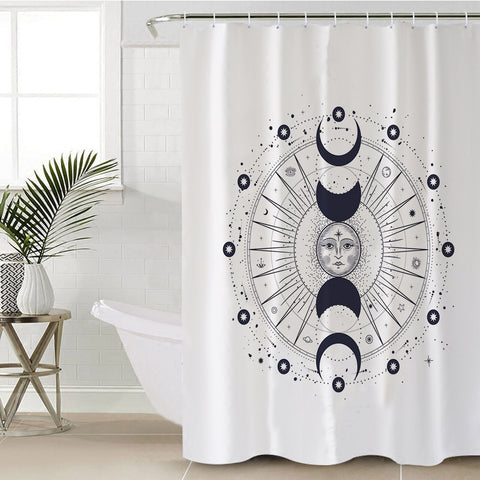 Image of Sun Face Moon Column Zodiac SWYL4544 Shower Curtain