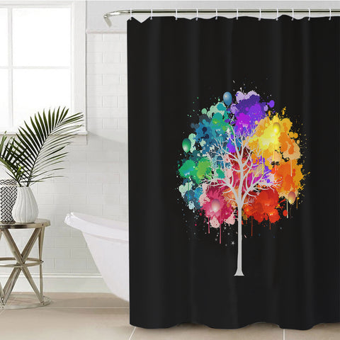 Image of Colorful Spray Leaves Plant SWYL4545 Shower Curtain