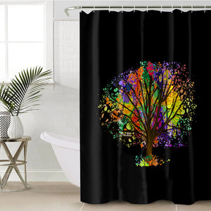 Multicolor Big Tree Black Theme SWYL4577 Shower Curtain