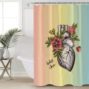 Boho Chic Vintage Floral Heart Sketch SWYL4578 Shower Curtain