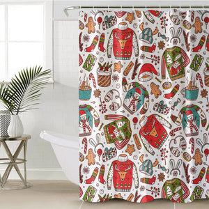Cartoon Christmas Clothes & Presents SWYL4580 Shower Curtain